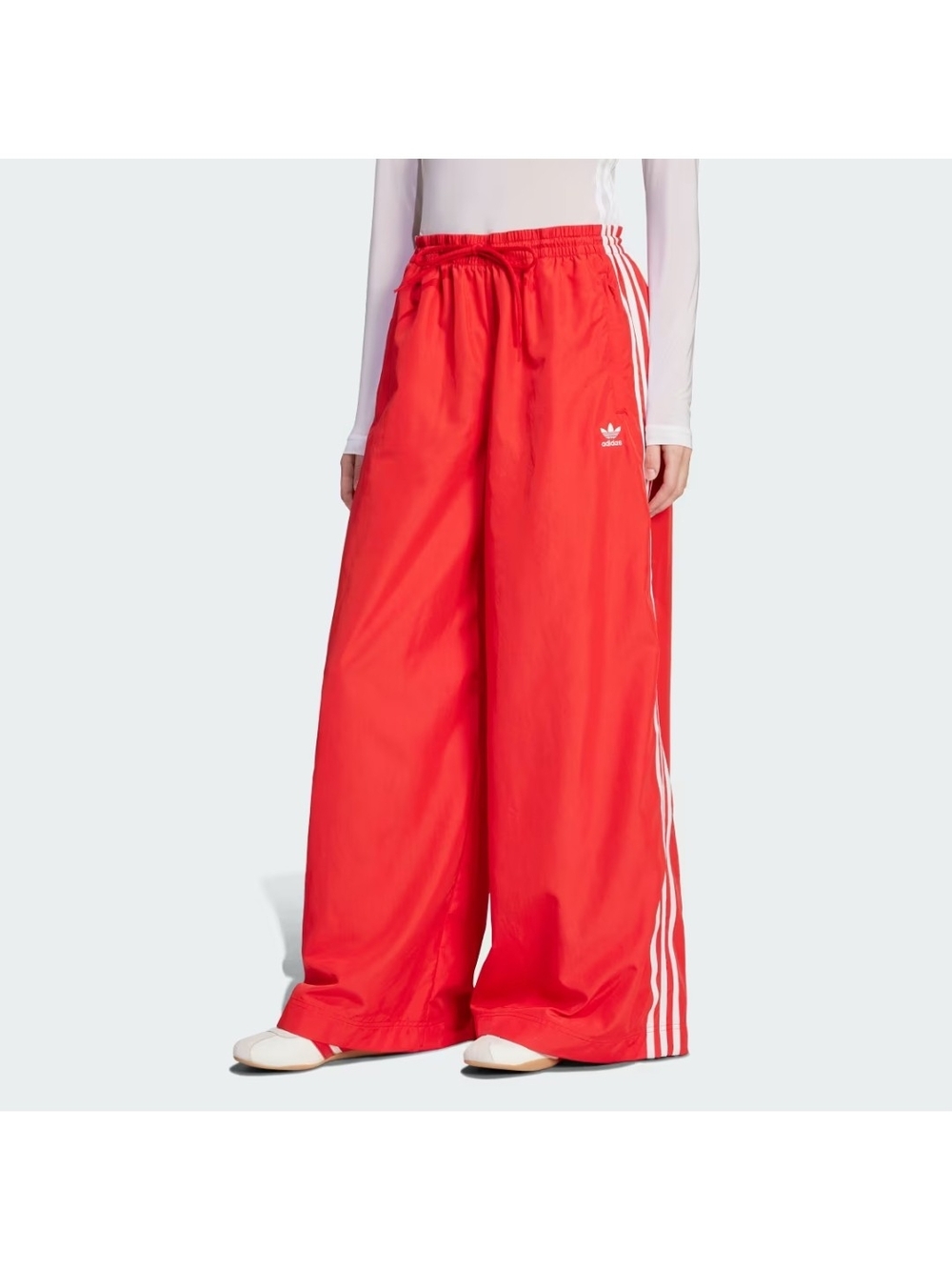 adidas Kids Wide-Leg, Oversized Track Pants in Bright Red Sz M